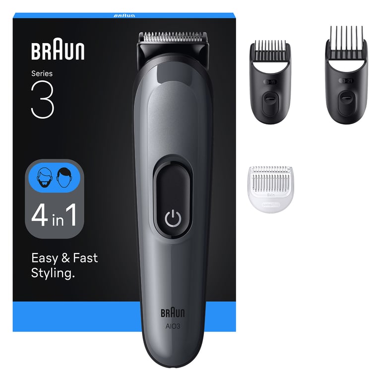Tondeuse Tête Braun AIO3500 Sans Fil 50min Sec 14 Réglages Peigne Guide - vue 1