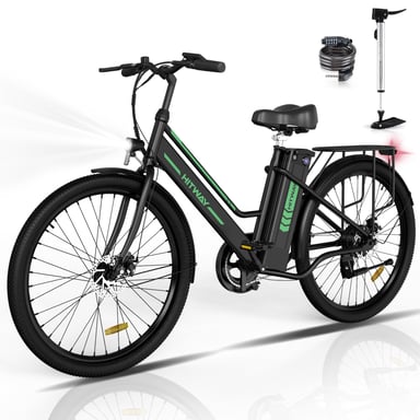 HITWAY Bicicleta eléctrica de 26 pulgadas - Motor de 250W,E-Bike con batería de litio extraíble de 36V 8.4Ah - Negro