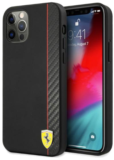 Étui Ferrari pour iPhone 12/12 Pro 6,1 avec bande de carbone On Track .