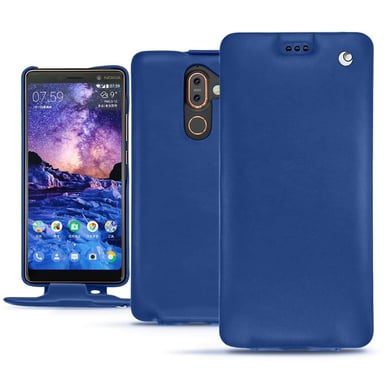 Funda de piel Nokia 7 Plus - Solapa vertical - Azul - Piel lisa
