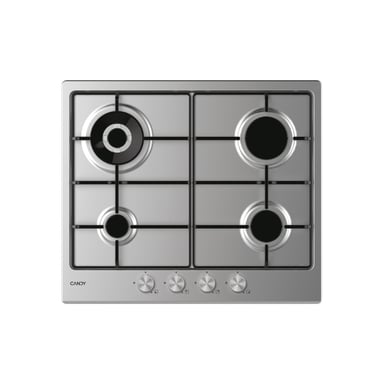 Candy Moderna CHW6BR4WPX Plaque de cuisson à gaz encastrable en acier inoxydable de 60 cm, 4 brûleurs - Neuf