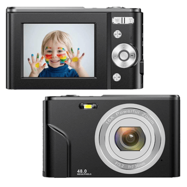 Appareil photo numérique 1080P 48 mégapixels Caméra Vlogging avec zoom 16X Black