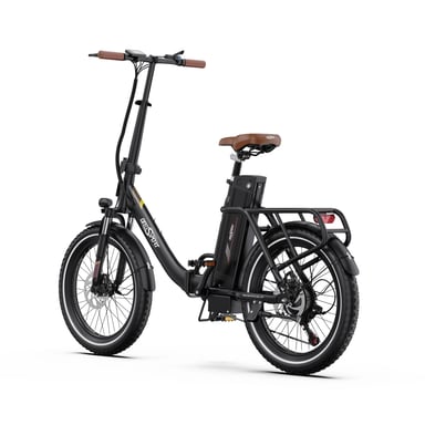 ONESPORT OT16-2 Vélo Électrique - 20'' Roues 250W Moteur 48V17Ah Batterie 60KM Autonomie Frein à Disque - Noir et Marron