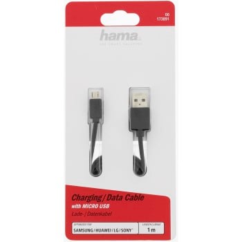 Câble de charge/données, micro-USB, 1 m, noir