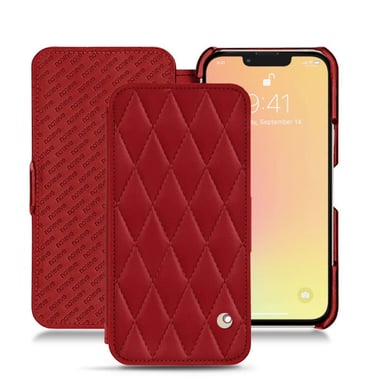 Housse cuir Apple iPhone 13 - Rabat horizontal - Rouge - Cuir lisse couture