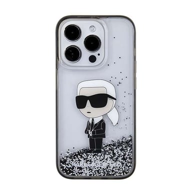 Karl Lagerfeld Funda para Apple iPhone 15 Pro Glitter Ikonik Floating Glitter Plateado
