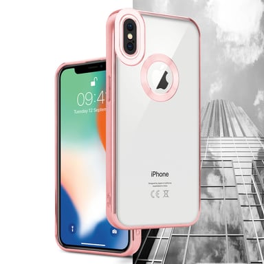 Coque pour Apple iPhone X / XS en Transparent - Rose Housse de protection Étui en silicone TPU flexible avec application Chrome