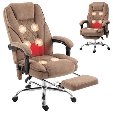 Roline Chaise de Bureau Massante Ergonomique Velours Marron