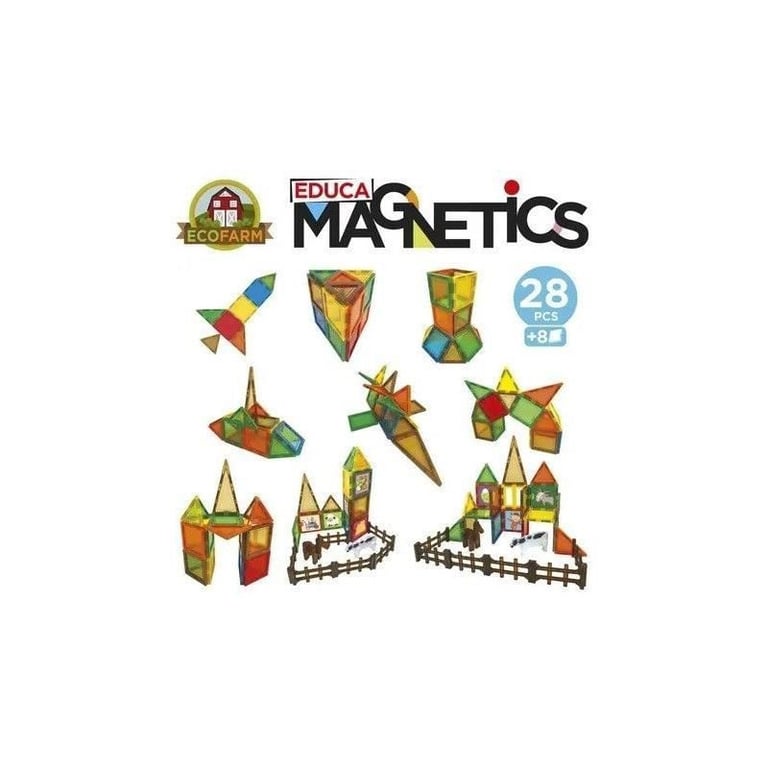 Magnetics Ecoferme Jeu de construction EDUCA 28 pièces magnétiques 2 animaux 8 cartes Dès - vue 4