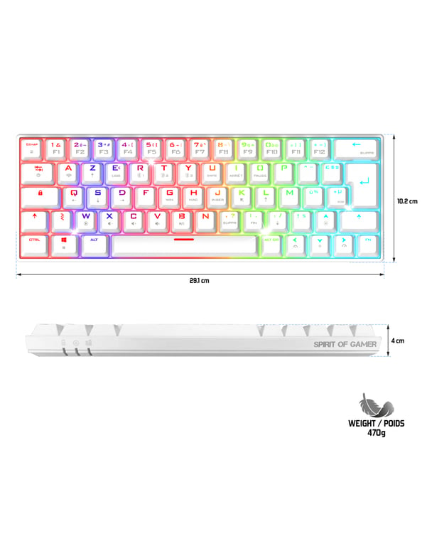 Spirit of Gamer XPERT-K200 clavier Jouer Bluetooth Blanc - Neuf