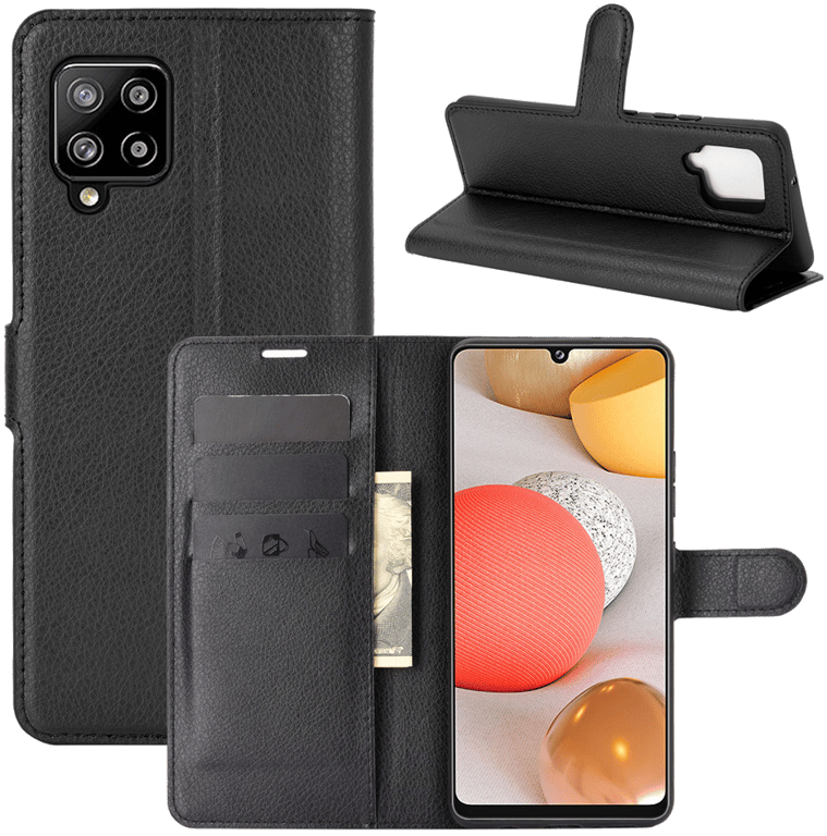 Portefeuille pour SAMSUNG Galaxy A42 Simili-cuir Rabat Protection (NOIR)