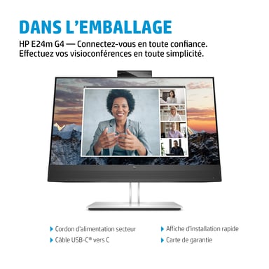HP E24m G4 Monitor PC a schermo piatto 60,5 cm (23,8'') 1920 x 1080 pixel Full HD Nero, Argento