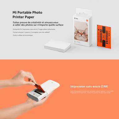Pack 4 - Papier photographique Xiaomi pour imprimante Imprimante photo portable Xiaomi Mi 20 unités