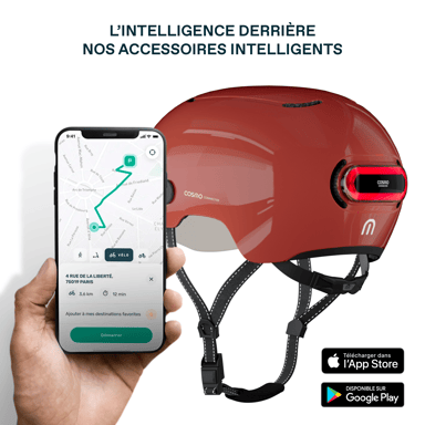 Cosmo Fusion - Casque avec éclairage Vélo Arrière Intelligent et Connecté - Feu Stop, Detection de Chute Automatique, Partage de trajet