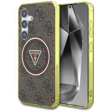 Étui Guess 4G Glitter Triangle Buttons MagSafe pour Samsung Galaxy S25