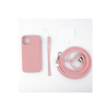 JAYM - Coque Silicone Rose pour Samsung Galaxy A14 4G / 5G - Tour de Cou et Tour de Poignet inclus - intérieur 100% microfibre