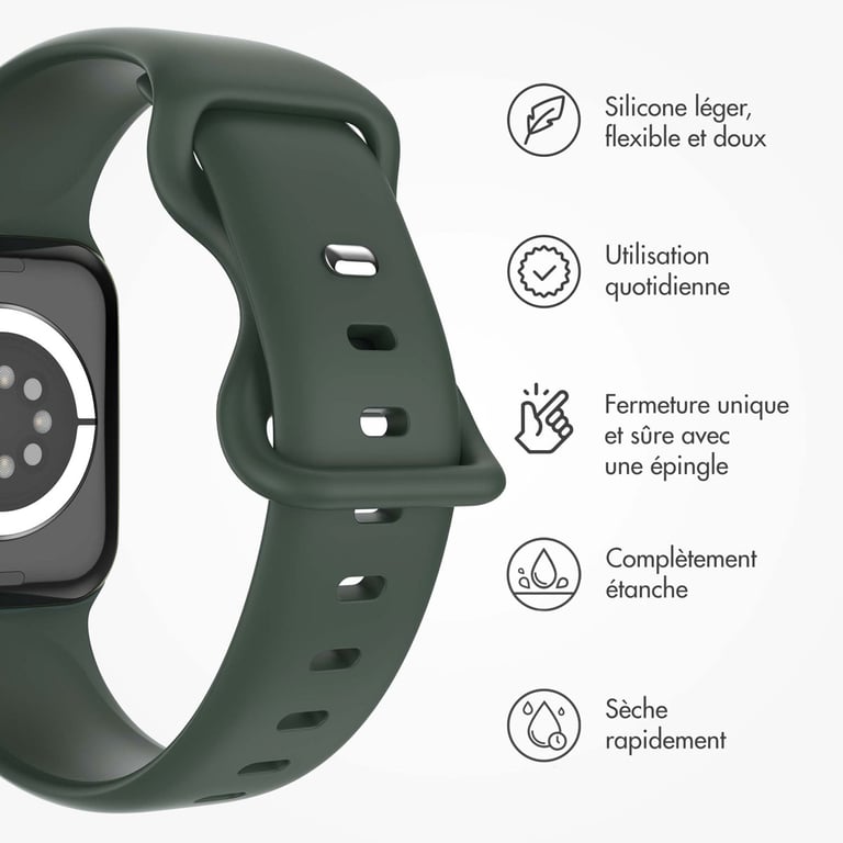 imoshion Bracelet en silicone? pour Apple Watch | 44/45/46/49 mm - Taille M/L - Olive - Neuf