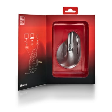 Ratón Ergonómico Inalámbrico por Bluetooth NGS Evo Karma/ Batería recargable/ Hasta 3200 DPI