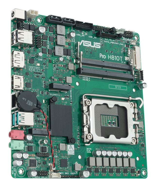 ASUS PRO H810T CSM Carte mère Thin mini ITX Socket LGA1851 H810 Chipset USB C 3.2 Gen 2x2 USB 3.2 Gen 2 USB 3.2 Gen 1 Gigabit LAN carte graphique embarquée unité centrale... - vue 4