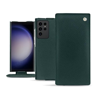 Housse cuir Samsung Galaxy S23 Ultra -  - Vert - Cuir saffiano