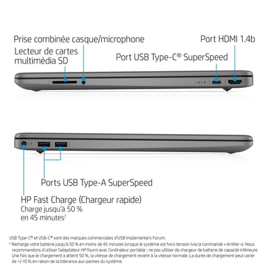 HP 15s-eq2082nf 5300U Ordinateur portable 39,6 cm (15.6'') Full HD AMD Ryzen™ 3 8 Go DDR4-SDRAM 128 Go SSD Wi-Fi 5 (802.11ac) Windows 11 Home in S mode Gris
