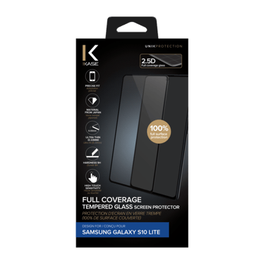 Protection d'écran en verre trempé (100% de surface couverte) pour Samsung Galaxy S10 Lite, Noir