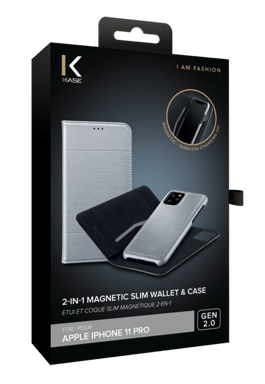 Étui et Coque slim magnétique 2-en-1 GEN 2.0 pour Apple iPhone 11 Pro, Argent