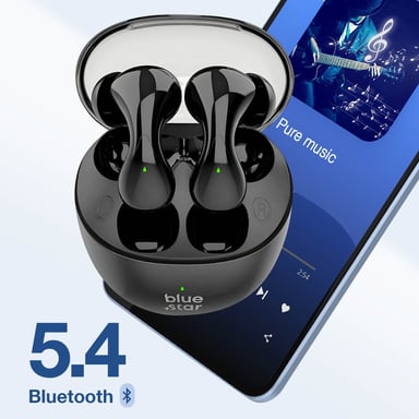 Blue Star Auriculares TWS Almohadillas Intrauditivas Diseño Gota de Agua Negro