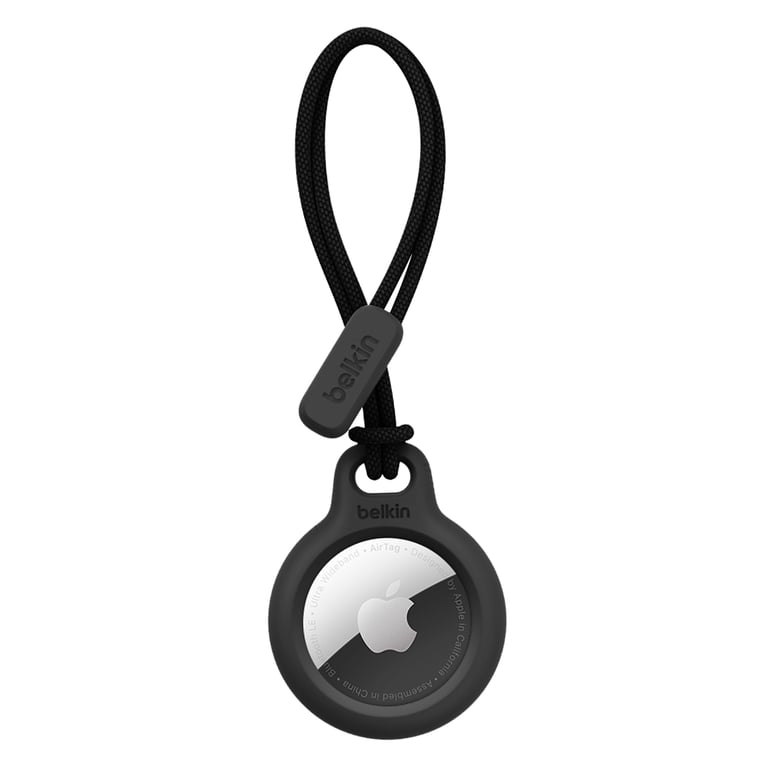 Belkin Anneau de protection avec cordon d'attache (protection pour AirTag, accessoire résistant aux rayures, noir) - Neuf