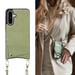Selencia Coque de télephone Nova Croco avec cordon et porte-cartes pour Samsung Galaxy A36 / A56 - Sage Green