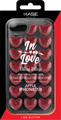 Custodia Bling Bling In Love Glitter per Apple iPhone 7/8/SE 2020, rosso