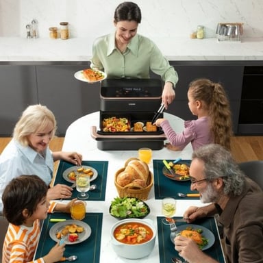 Cosori Dual Blaze Twinfry Chef Edition Double 10 L Autonome 2800 W Friteuse d'air chaud Gris foncé, Or rose