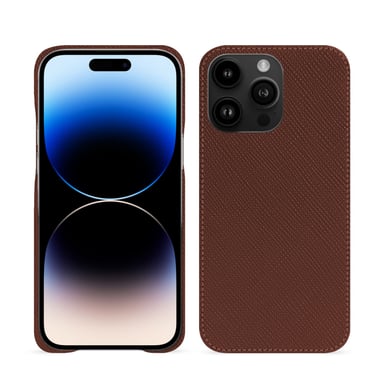 Coque cuir Apple iPhone 15 Pro Max -  - Marron - Cuir saffiano