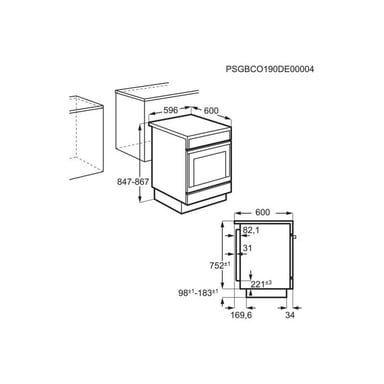 Cuisinière électrique AEG CIB6641ABM avec table induction 4 zones Four 73 L Inox