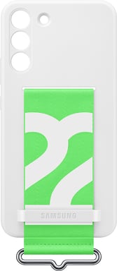 Samsung Funda de silicona A prueba de golpes con correa para Galaxy S22 Plus Blanco