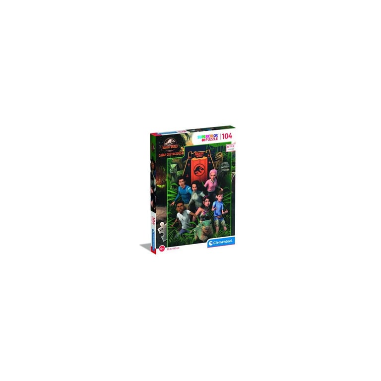 Clementoni 27544 Supercolor Puzzle Jurassic World Camp Cretaceous 104 pièces Puzzle Enfants Puzzle série Netflix Puzzle Enfant Clementoni Puzzle Dinosaure fabriqué en Italie