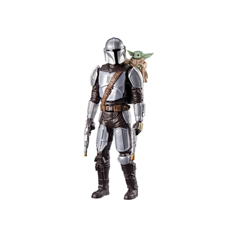 Figurine articulée Star Wars Hasbro The Mandalorian & Grogu 28 cm avec sons et blasters gris - Neuf