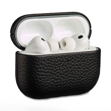 Accezz Coque en Cuir véritable pour Apple AirPods Pro 3 - Noir