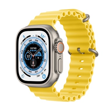 Watch Ultra GPS + Cellular, Boîtier en Titane de 49 mm avec Boucle Océan - Jaune