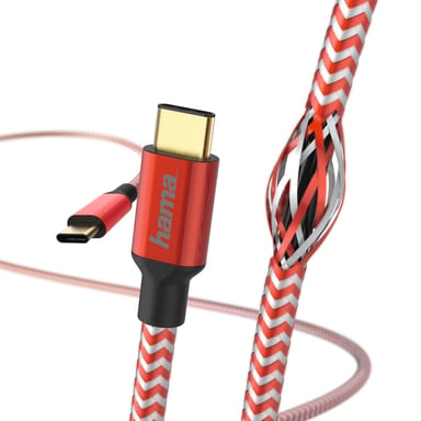 Câble de charge/données Reflective, USB Type-C - USB Type-C, 1,5 m, rouge