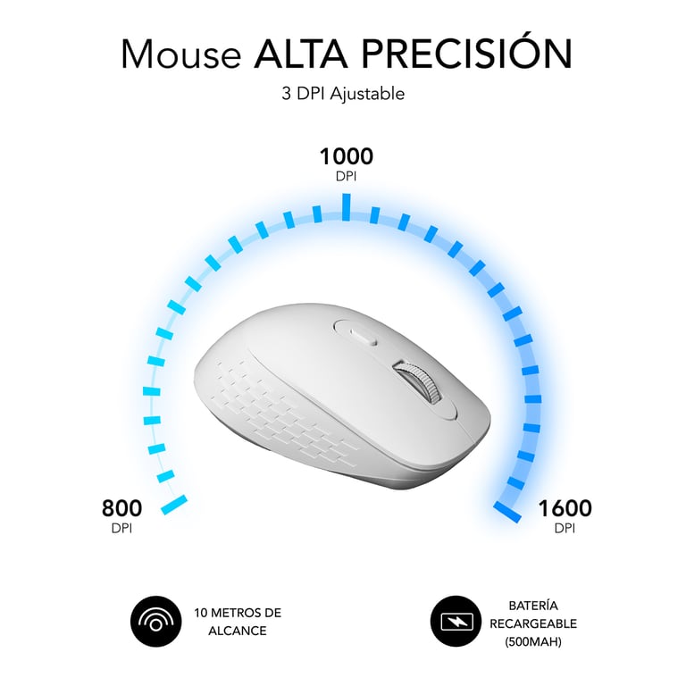 Souris SUBBLIM SUBMO-EDCUR01 – Optique 1600 DPI, Bluetooth + USB - vue 6