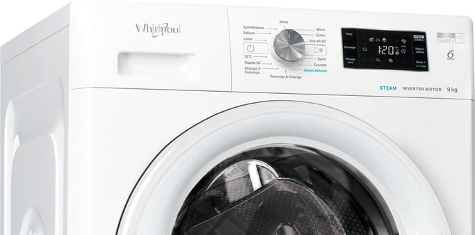 Lave-linge frontal Whirlpool FFBS 9479 WV FR 9 kg 1400 tr/min FreshCare+ Steam Refresh Moteur induction Blanc