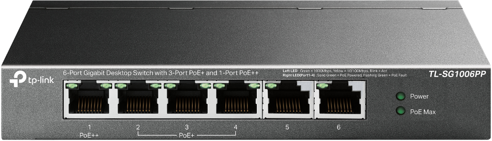 TP Link TL SG1006PP commutateur réseau Non géré Gigabit Ethernet 101001000 Connexion Ethernet supportant 'alimentation via ce port PoE Neuf