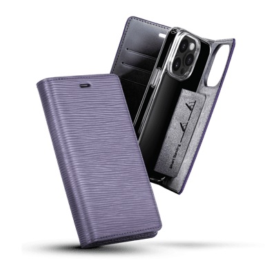 Diarycase 2.0 Funda de piel auténtica con soporte magnético para Apple iPhone 14 Pro Max, Vesper Violet