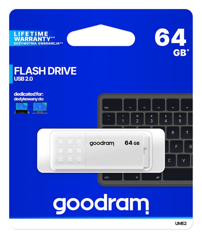 Goodram UME2 lecteur USB flash 64 Go USB Type-A 2.0 Blanc - Neuf