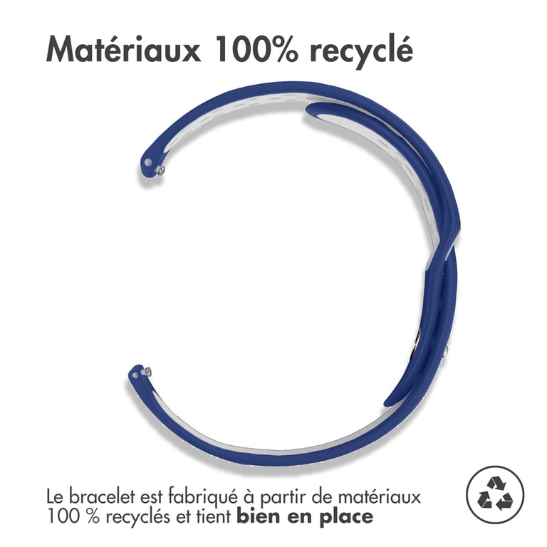 imoshion Bracelet sport en silicone - Connexion universelle 18 mm - Blue & White - Neuf