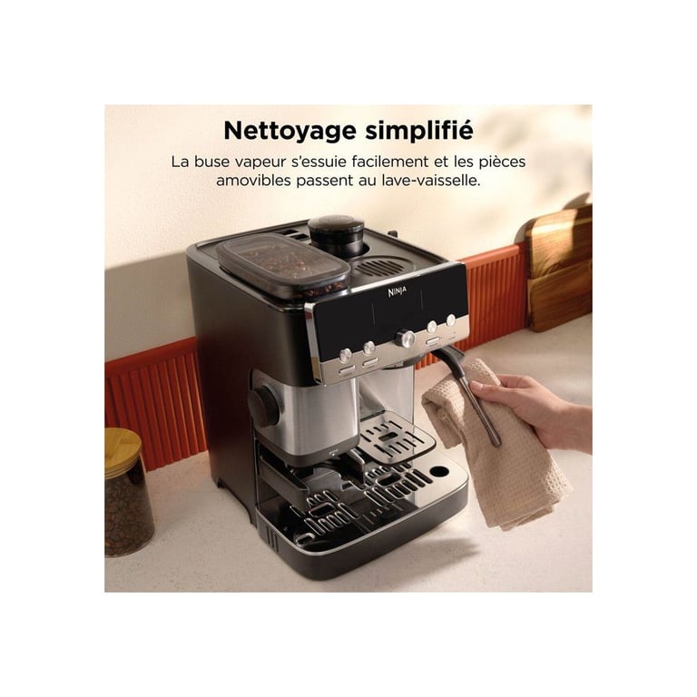 Machine à café compacte 2 en 1 NINJA Luxe ES301EU BaristaAssist espresso et filtre & Inox - vue 5