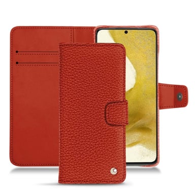 Housse cuir Samsung Galaxy S22 -  - Orange - Cuir grainé