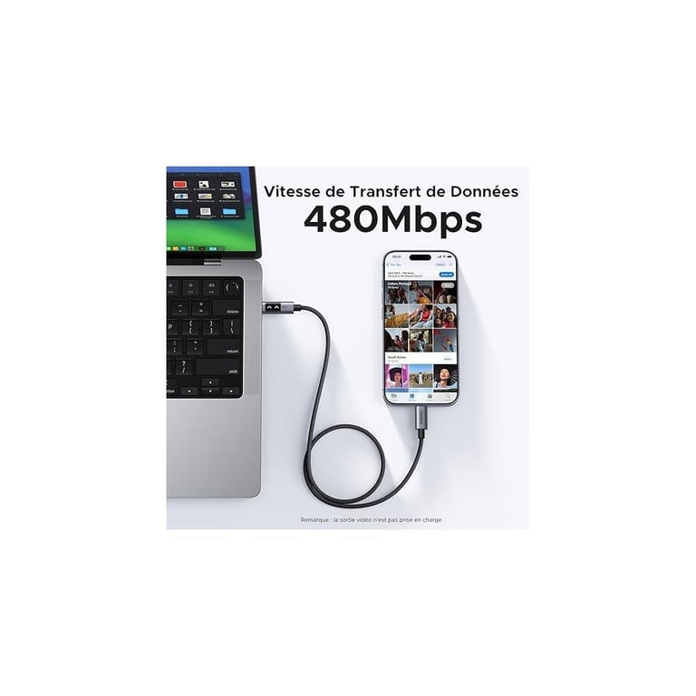 UGREEN Uno Câble USB C vers USB C PD 20V Charge Rapide en Nylon Compatible avec MacBook iPad iPhone 17 Pro Max Air 16 Galaxy S25 Plus Ultra S24 S23 A55 A35 A15 Steam Deck PS5 Manette 1M - vue 6