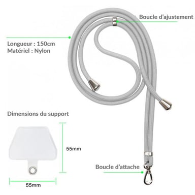 Gargantilla de nylon de moda con cierre universal - Negro